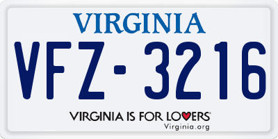 VA license plate VFZ3216
