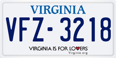 VA license plate VFZ3218