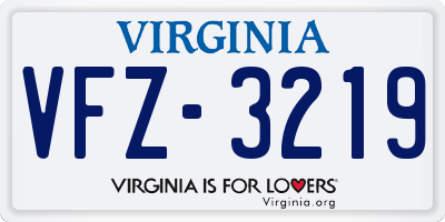 VA license plate VFZ3219