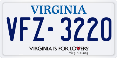 VA license plate VFZ3220