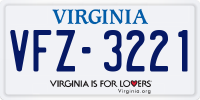 VA license plate VFZ3221