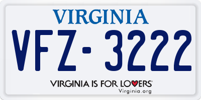 VA license plate VFZ3222