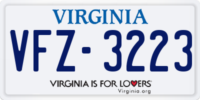 VA license plate VFZ3223