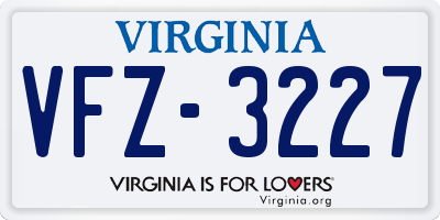 VA license plate VFZ3227