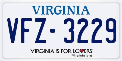 VA license plate VFZ3229