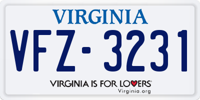 VA license plate VFZ3231