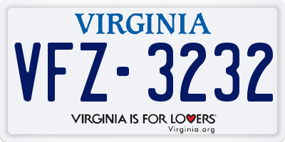 VA license plate VFZ3232