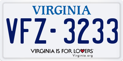 VA license plate VFZ3233