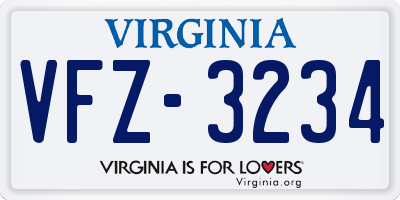 VA license plate VFZ3234