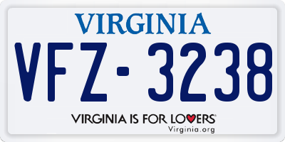 VA license plate VFZ3238