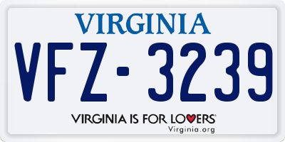 VA license plate VFZ3239