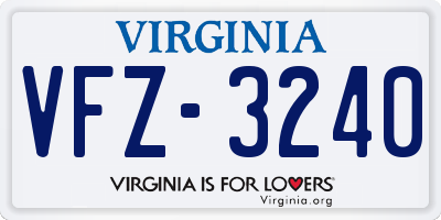 VA license plate VFZ3240