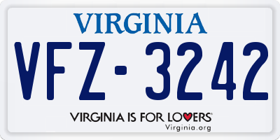 VA license plate VFZ3242