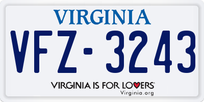 VA license plate VFZ3243