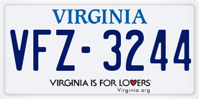 VA license plate VFZ3244