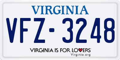 VA license plate VFZ3248
