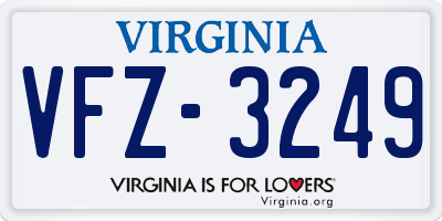 VA license plate VFZ3249