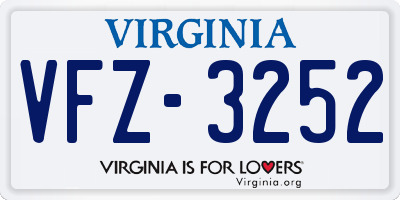 VA license plate VFZ3252