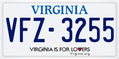 VA license plate VFZ3255