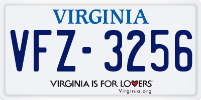 VA license plate VFZ3256