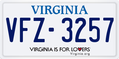 VA license plate VFZ3257