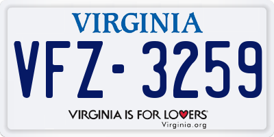 VA license plate VFZ3259