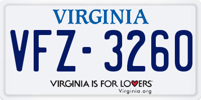 VA license plate VFZ3260