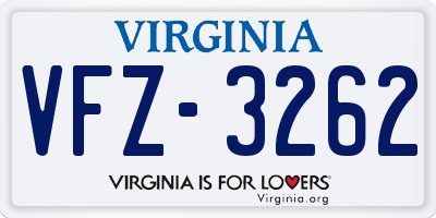 VA license plate VFZ3262