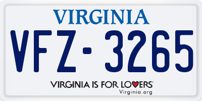 VA license plate VFZ3265