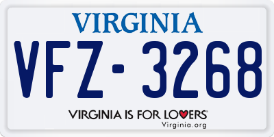 VA license plate VFZ3268
