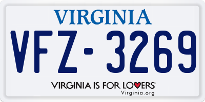 VA license plate VFZ3269