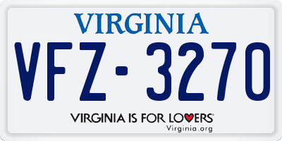VA license plate VFZ3270