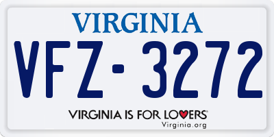 VA license plate VFZ3272
