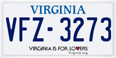 VA license plate VFZ3273