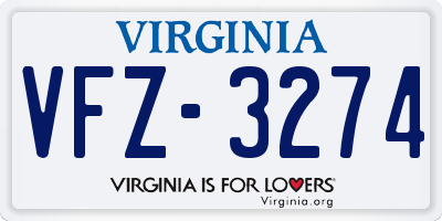 VA license plate VFZ3274