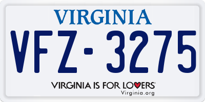 VA license plate VFZ3275