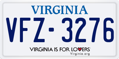 VA license plate VFZ3276
