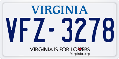 VA license plate VFZ3278