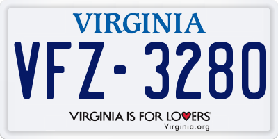 VA license plate VFZ3280