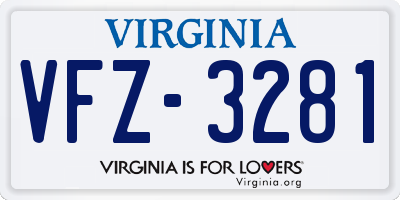 VA license plate VFZ3281