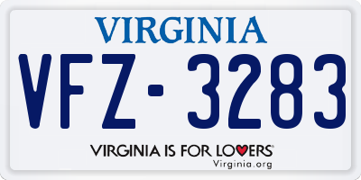 VA license plate VFZ3283