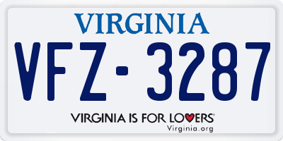 VA license plate VFZ3287