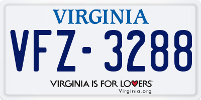 VA license plate VFZ3288