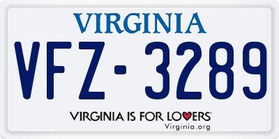 VA license plate VFZ3289