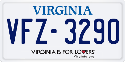VA license plate VFZ3290