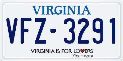 VA license plate VFZ3291