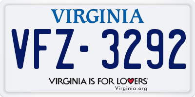VA license plate VFZ3292