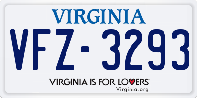 VA license plate VFZ3293