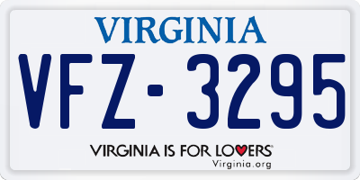 VA license plate VFZ3295