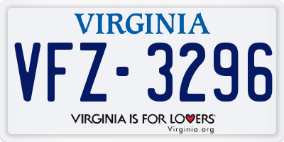 VA license plate VFZ3296